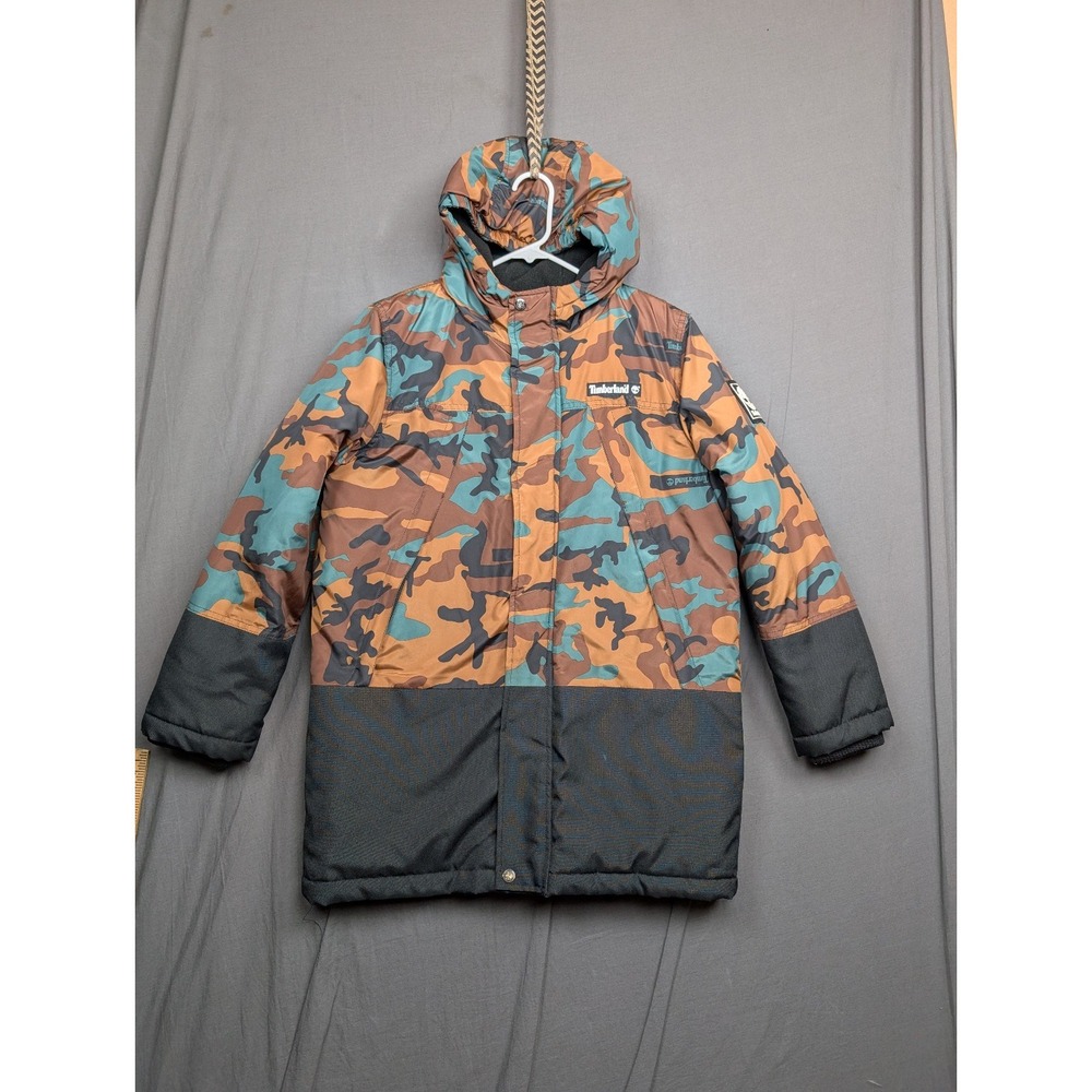 Timberland‎ Boys Camo Parka Jacket Large 14/16 full zip Hooded Outdoor Coat